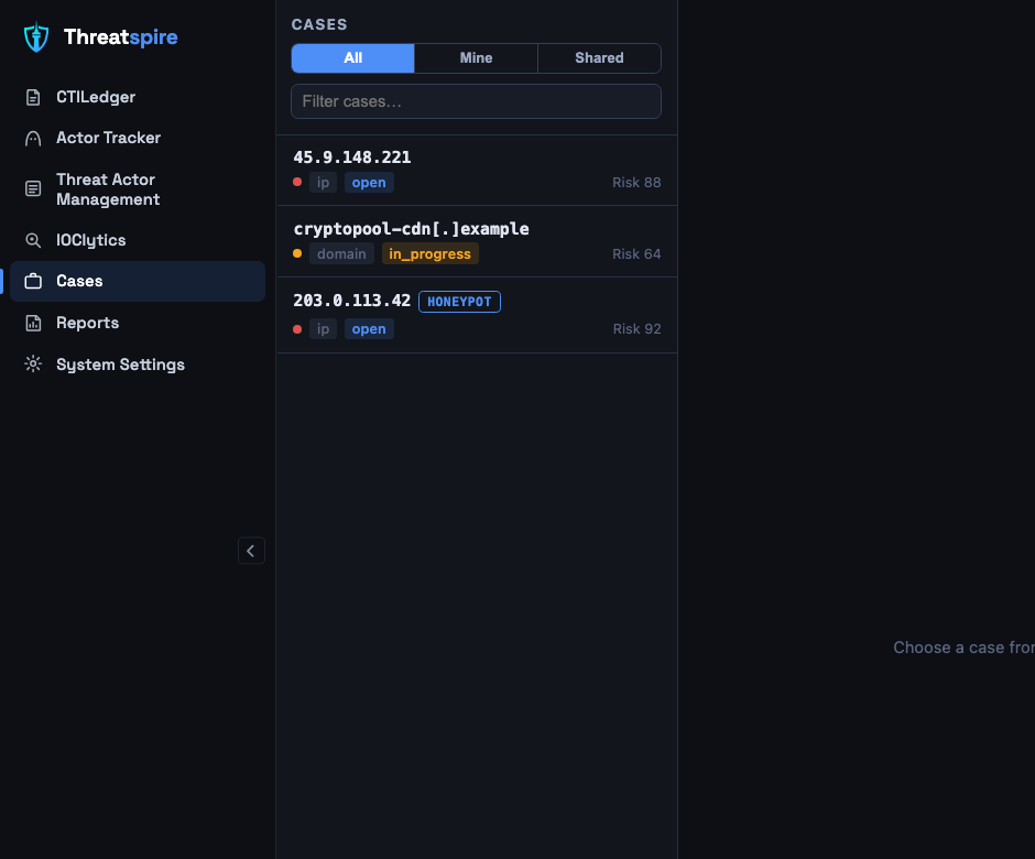 Honeypot hits become cases automatically